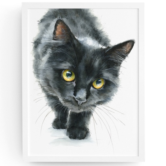 Creative Path Studios Other - ♥️ Flash SALE ♥️ Watercolor Siberian Black Cat Art Print - Unframed